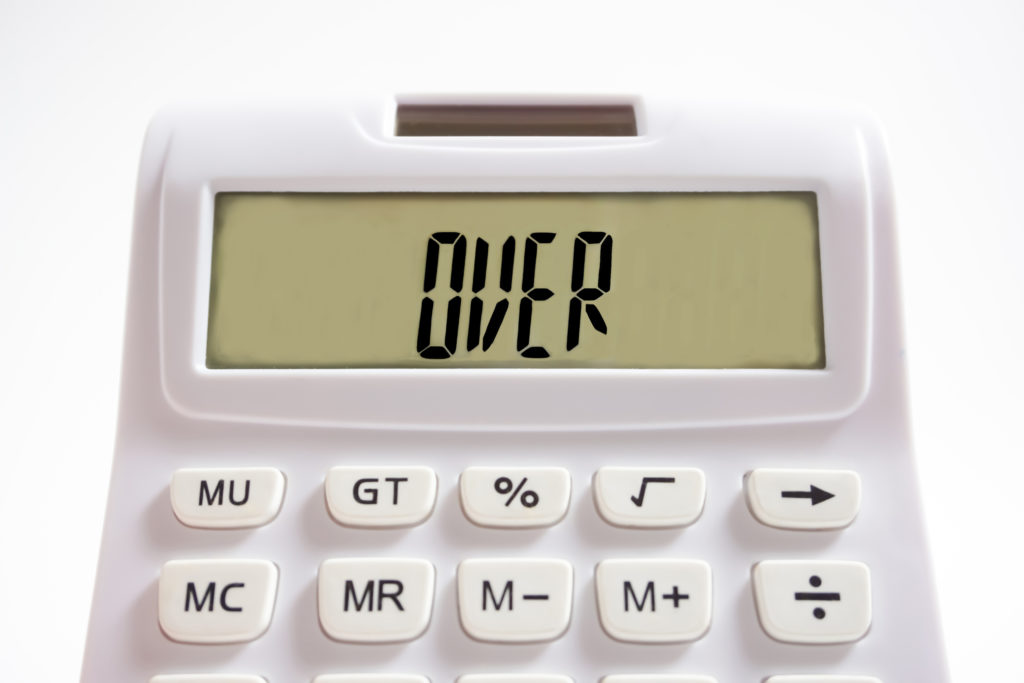 Calculator screen showing 'over'